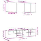 Meuble TV Design Brun Effet Chêne Fumé - 5 Pièces