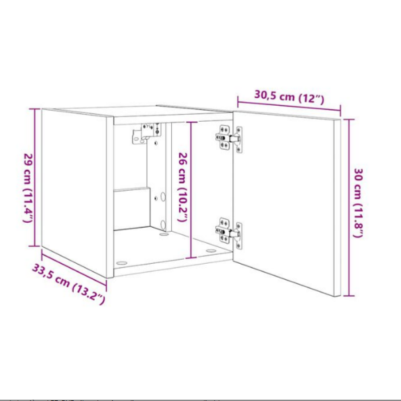 Meuble TV Gris Béton et Blanc Mural - 60 cm