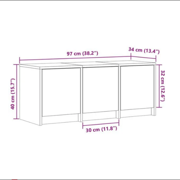 Meuble TV LED Marron Effet Chêne - 97 cm