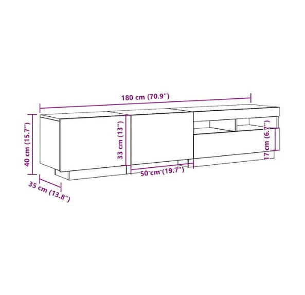 Meuble TV Industriel Effet Vieux Bois - 180 cm