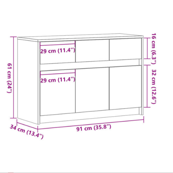 Meuble TV Moderne avec LED Effet Chêne Fumé - 91 cm