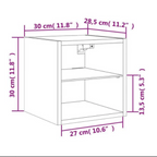 Meuble TV Mural LED Effet Chêne Fumé - 30 cm