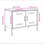 Meuble TV en Métal Gris Acier - 68 cm