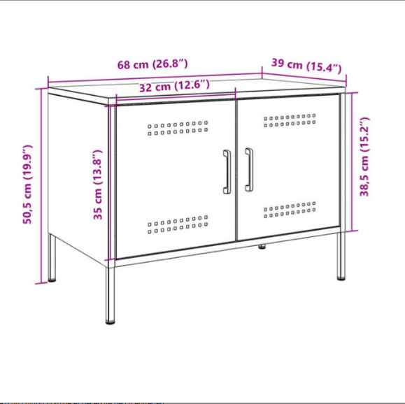Meuble TV en Métal Gris Acier - 68 cm