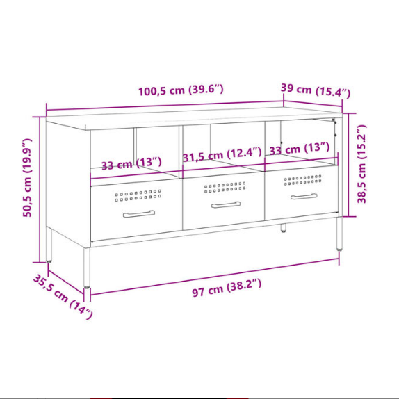 Meuble TV Design Laqué Blanc en Acier - 100 cm