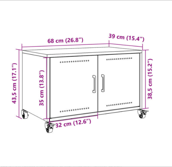 Meuble TV à Pieds en Acier Anthracite - 68 cm