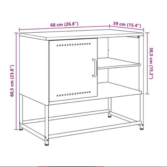 Meuble TV en Acier Gris - 68 cm