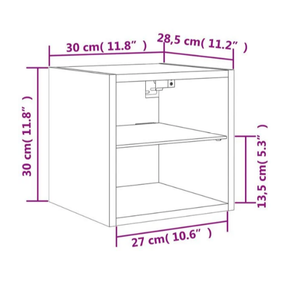 Meuble TV LED Gris Béton - 30 cm