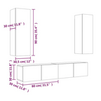 Meuble TV Effet Bois Chêne Fumé - Rangement 4 Pièces