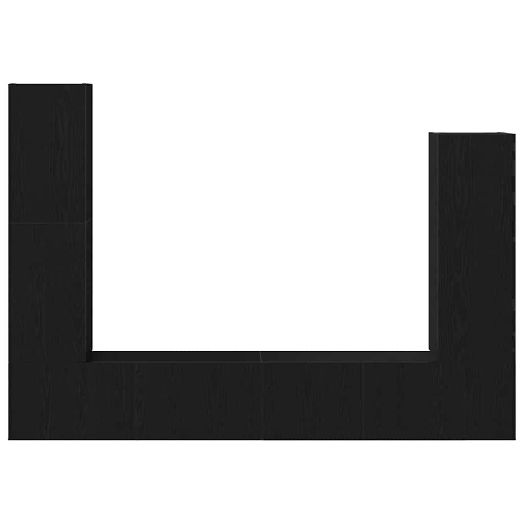 Bibliothèque Meuble TV Bois Effet Chêne Noir - 6 Pièces-Mon Meuble TV-5