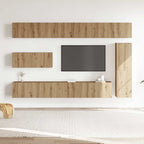 Bibliothèque Meuble Tv Modulable Effet Chêne Artisanal - 7 Pièces-Mon Meuble TV-2