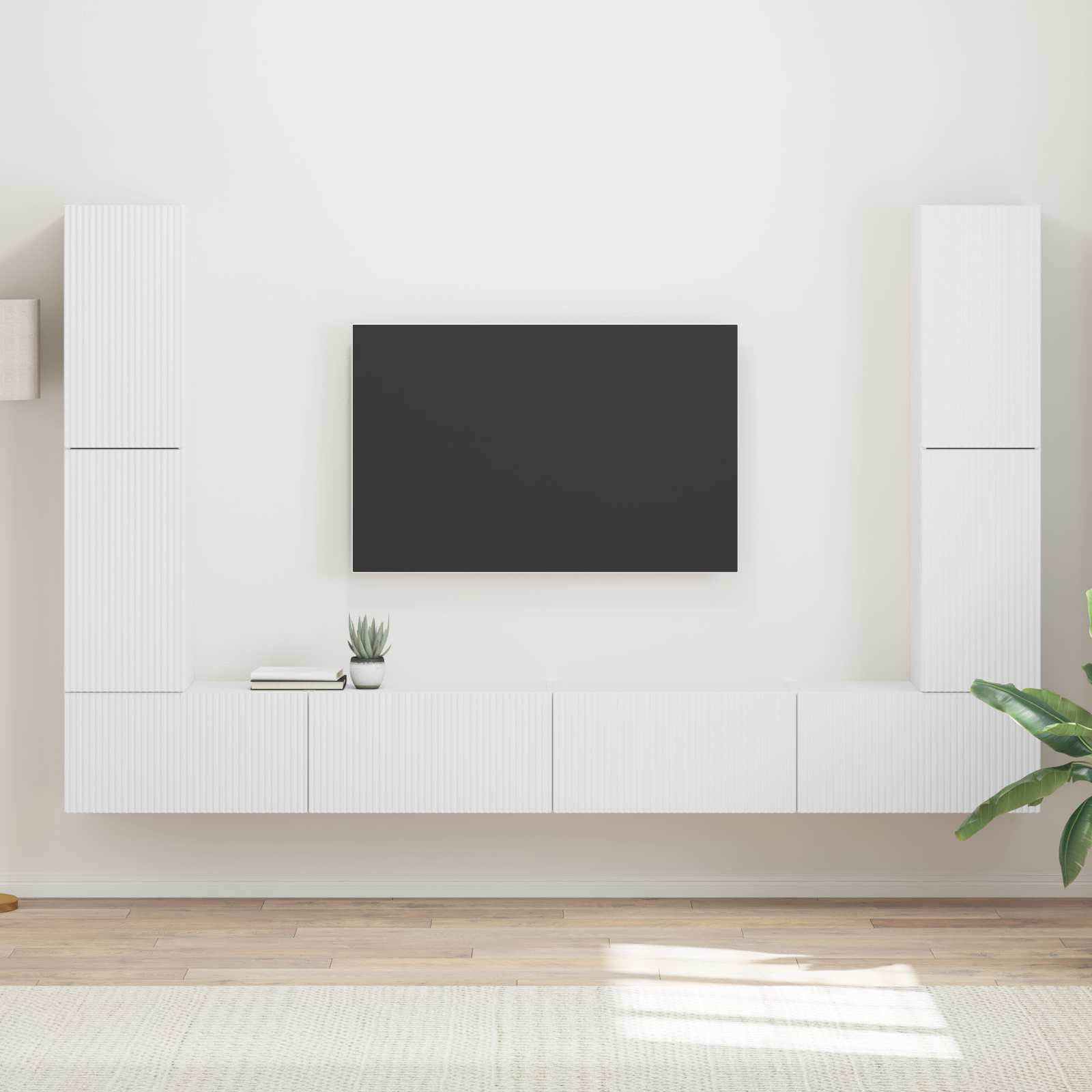 Bibliothèque TV Bois Finition Gris Sonoma - 8 Pièces-Mon Meuble TV-Blanc-13