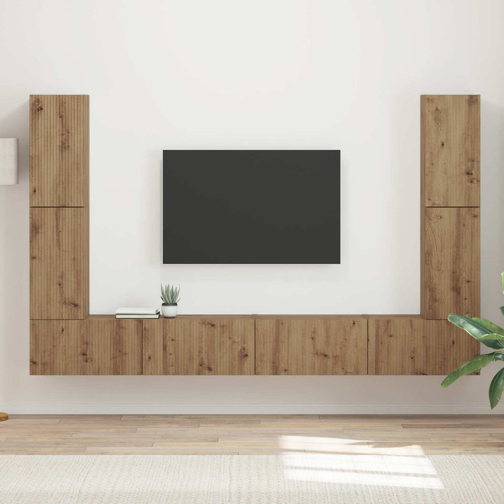 Bibliothèque TV Bois Finition Gris Sonoma - 8 Pièces-Mon Meuble TV-Chêne artisanal-20