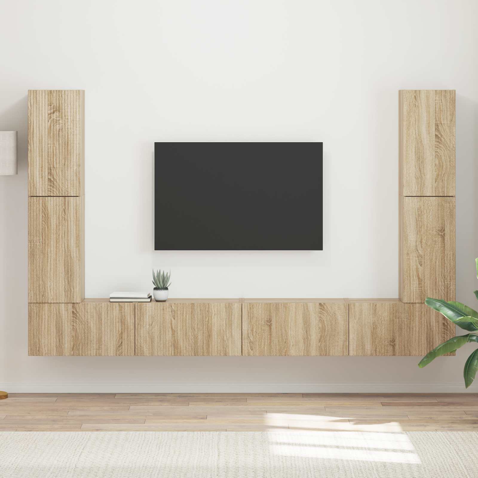 Bibliothèque TV Bois Finition Gris Sonoma - 8 Pièces-Mon Meuble TV-Chêne sonoma-15