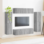 Bibliothèque TV Bois Finition Gris Sonoma - 8 Pièces-Mon Meuble TV-Gris béton-4