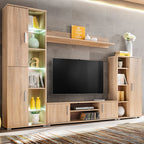 Bibliothèque TV Intégrée Effet Chêne Sonoma - 260 cm-Mon Meuble TV-Chêne-1-1