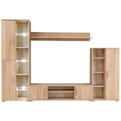 Bibliothèque TV Intégrée Effet Chêne Sonoma - 260 cm