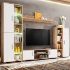 Bibliothèque TV Intégrée Effet Chêne Sonoma - 260 cm-Mon Meuble TV-Chêne et blanc-1-13