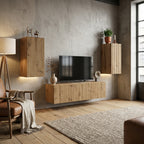 bibliotheque-tv-salon-effet-chene-artisanal-4-pieces-decor