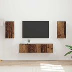 Bibliothèque TV Salon Effet Chêne Artisanal - 4 Pièces-Mon Meuble TV-Bois ancien-20