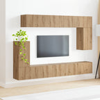 Décoration Meuble TV Mural Effet Chêne Artisanal - 5 Pièces-Mon Meuble TV-4