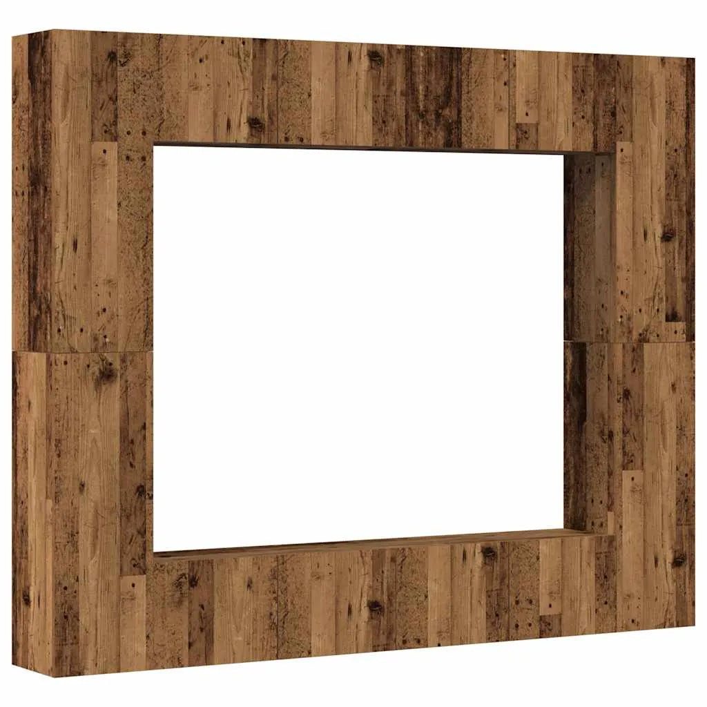 Ensemble Bibliothèque TV Effet Vieux Bois - 8 Pièces-Mon Meuble TV-1