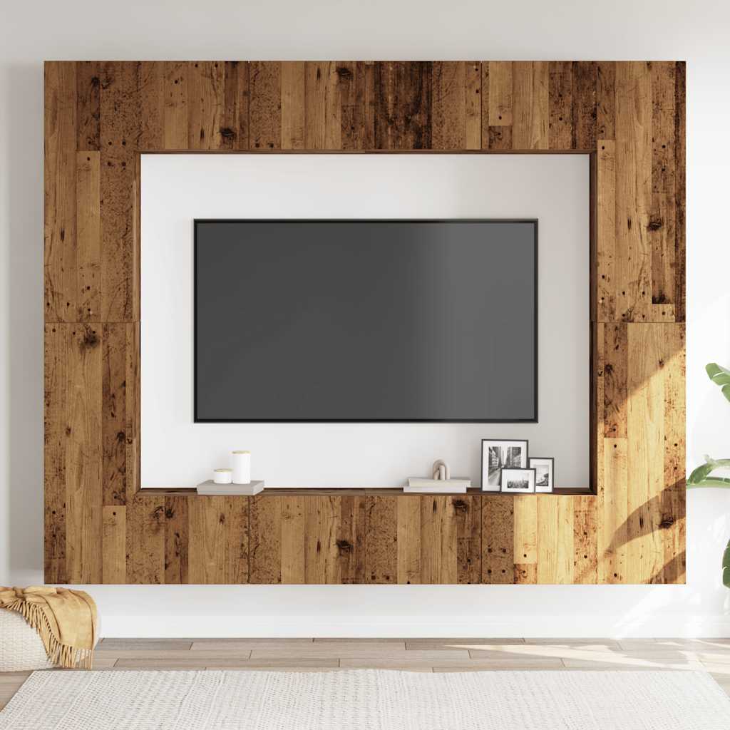 Ensemble Bibliothèque TV Effet Vieux Bois - 8 Pièces-Mon Meuble TV-2
