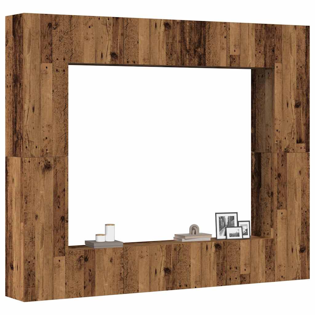 Ensemble Bibliothèque TV Effet Vieux Bois - 8 Pièces-Mon Meuble TV-3