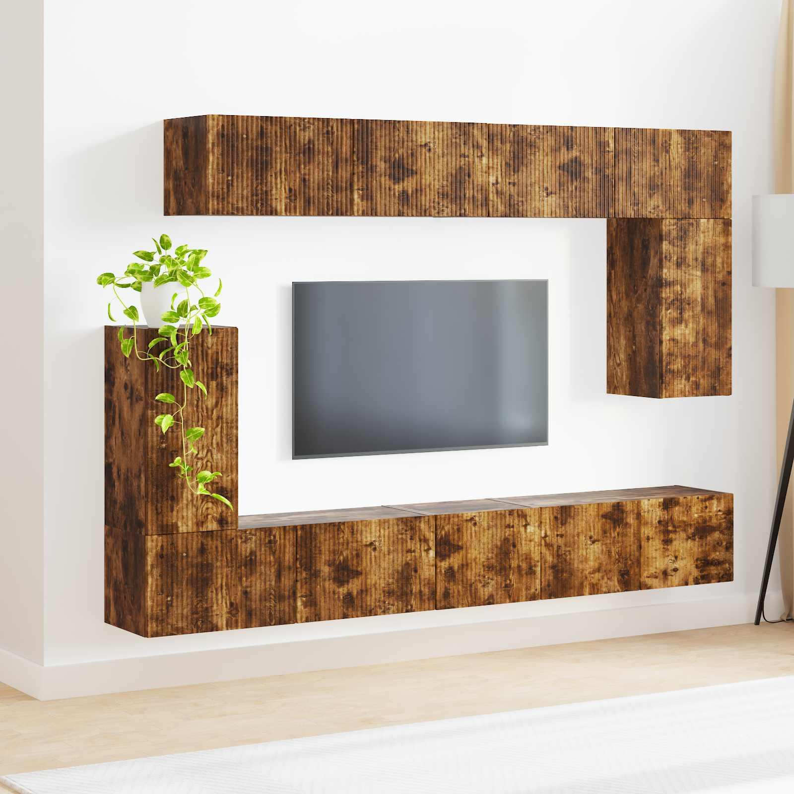 Ensemble de Meuble TV Mural Effet Chêne Fumé - 5 Pièces-Mon Meuble TV-4