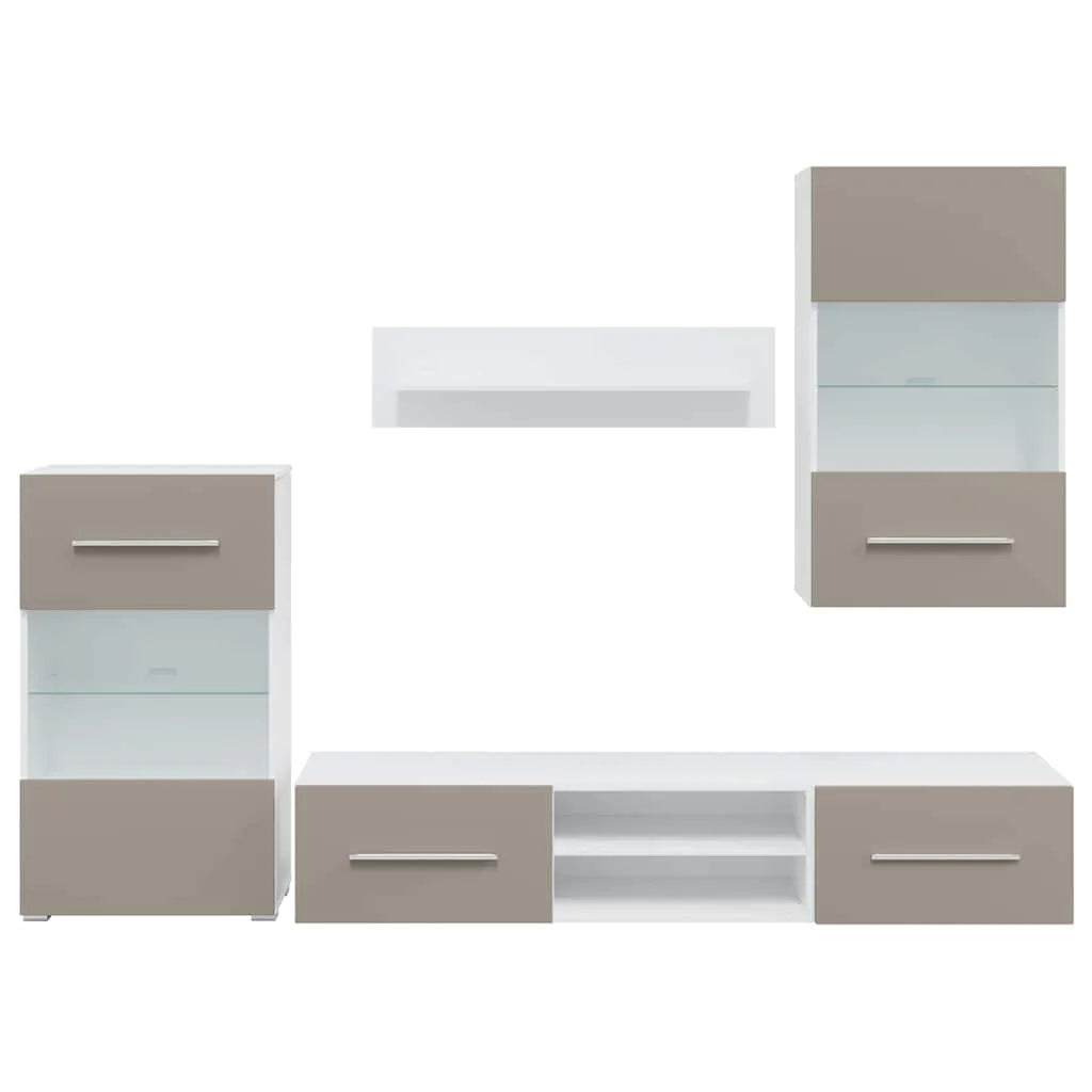 Ensemble Grand Meuble TV Gris Pierre avec LED - 5 Pièces-Mon Meuble TV-5