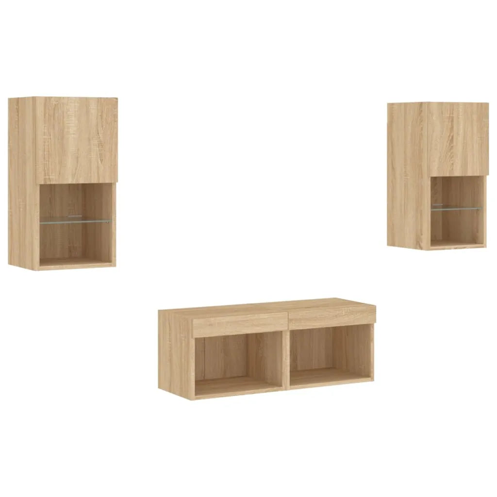 Ensemble Meuble TV avec LED Effet Chêne Sonoma - 4 Pièces-Mon Meuble TV-1