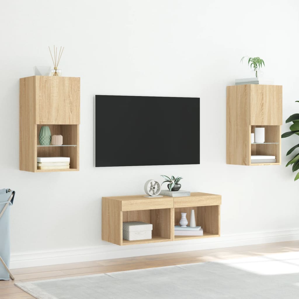 Ensemble Meuble TV avec LED Effet Chêne Sonoma - 4 Pièces-Mon Meuble TV-4