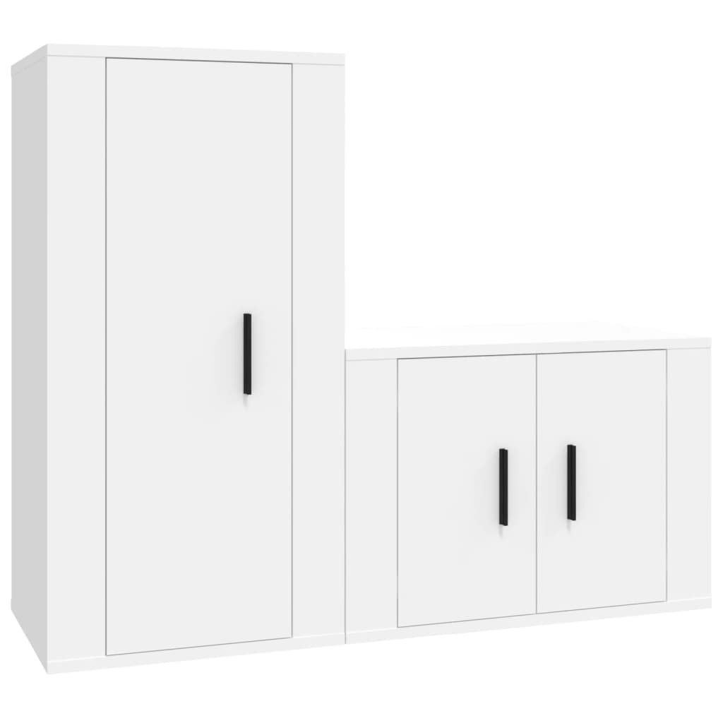 Ensemble Meuble TV Blanc 100 cm - Suspendu-Mon Meuble TV-Blanc-1
