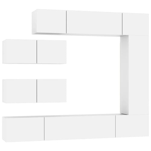Ensemble Meuble TV Blanc et Bois - 7 Pièces-Mon Meuble TV-1