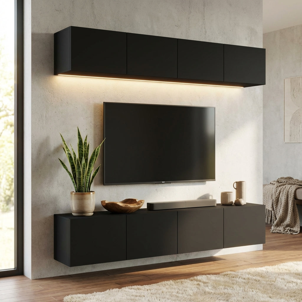 ensemble-meuble-tv-bois-et-noir-4-pieces-decor