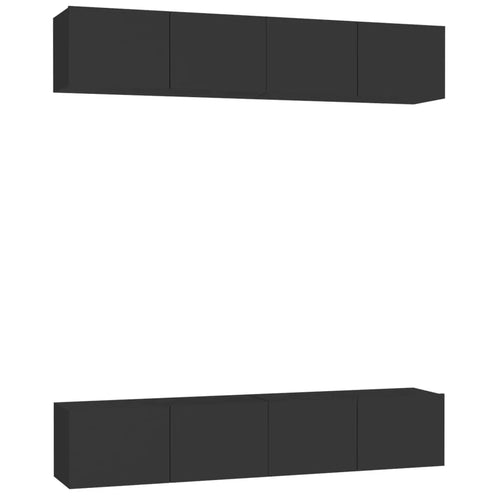 Ensemble Meuble TV Bois et Noir - 4 Pièces-Mon Meuble TV-Gris béton-80 cm-4-2