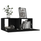Ensemble Meuble TV Bois et Noir - 4 Pièces-Mon Meuble TV-Gris béton-80 cm-4-4