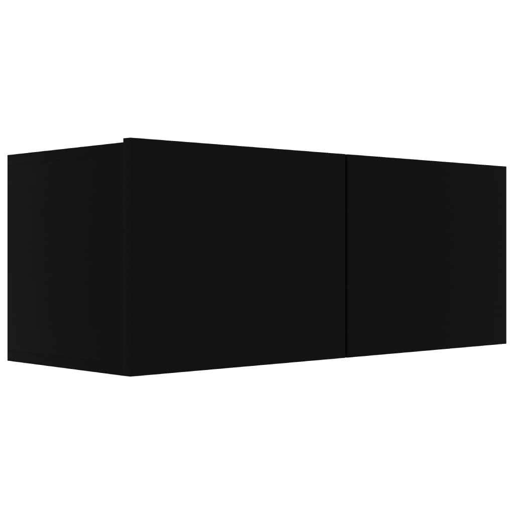 Ensemble Meuble TV Bois et Noir - 4 Pièces-Mon Meuble TV-Gris béton-80 cm-4-5