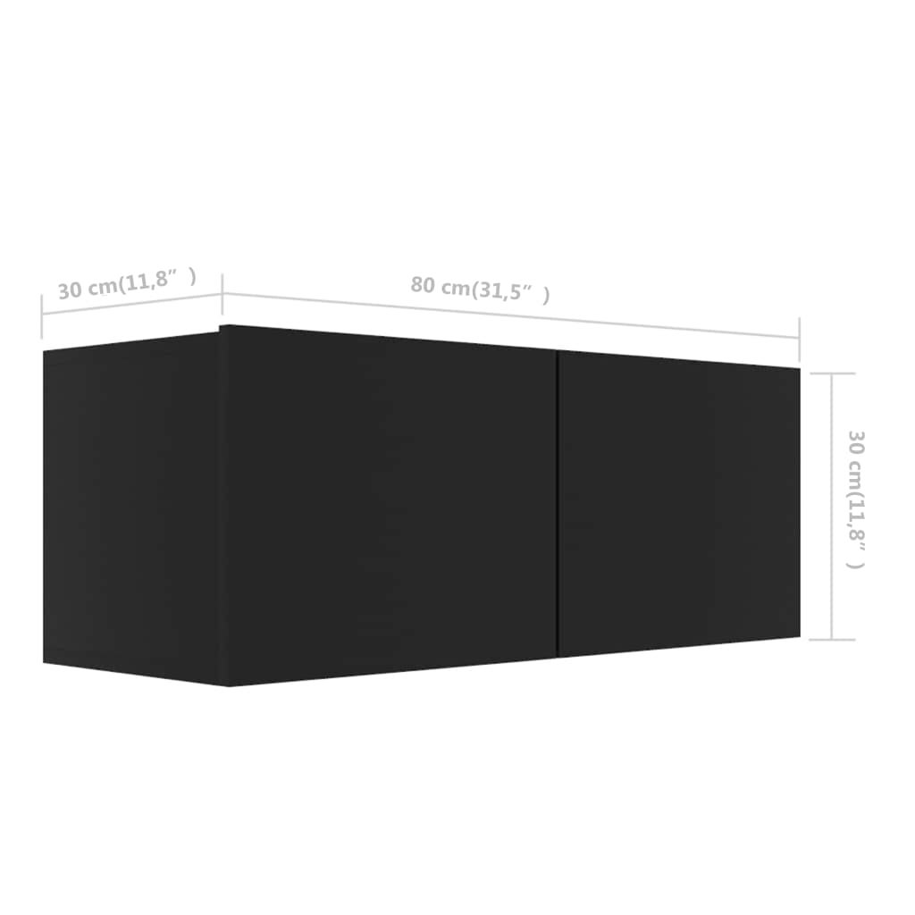 Ensemble Meuble TV Bois et Noir - 4 Pièces-Mon Meuble TV-Gris béton-80 cm-4-7