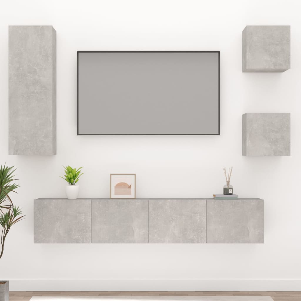 Ensemble Meuble TV Gris Béton - 5 Pièces-Mon Meuble TV-1