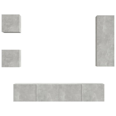 Ensemble Meuble TV Gris Béton - 5 Pièces