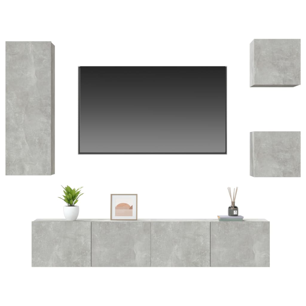 Ensemble Meuble TV Gris Béton - 5 Pièces-Mon Meuble TV-4