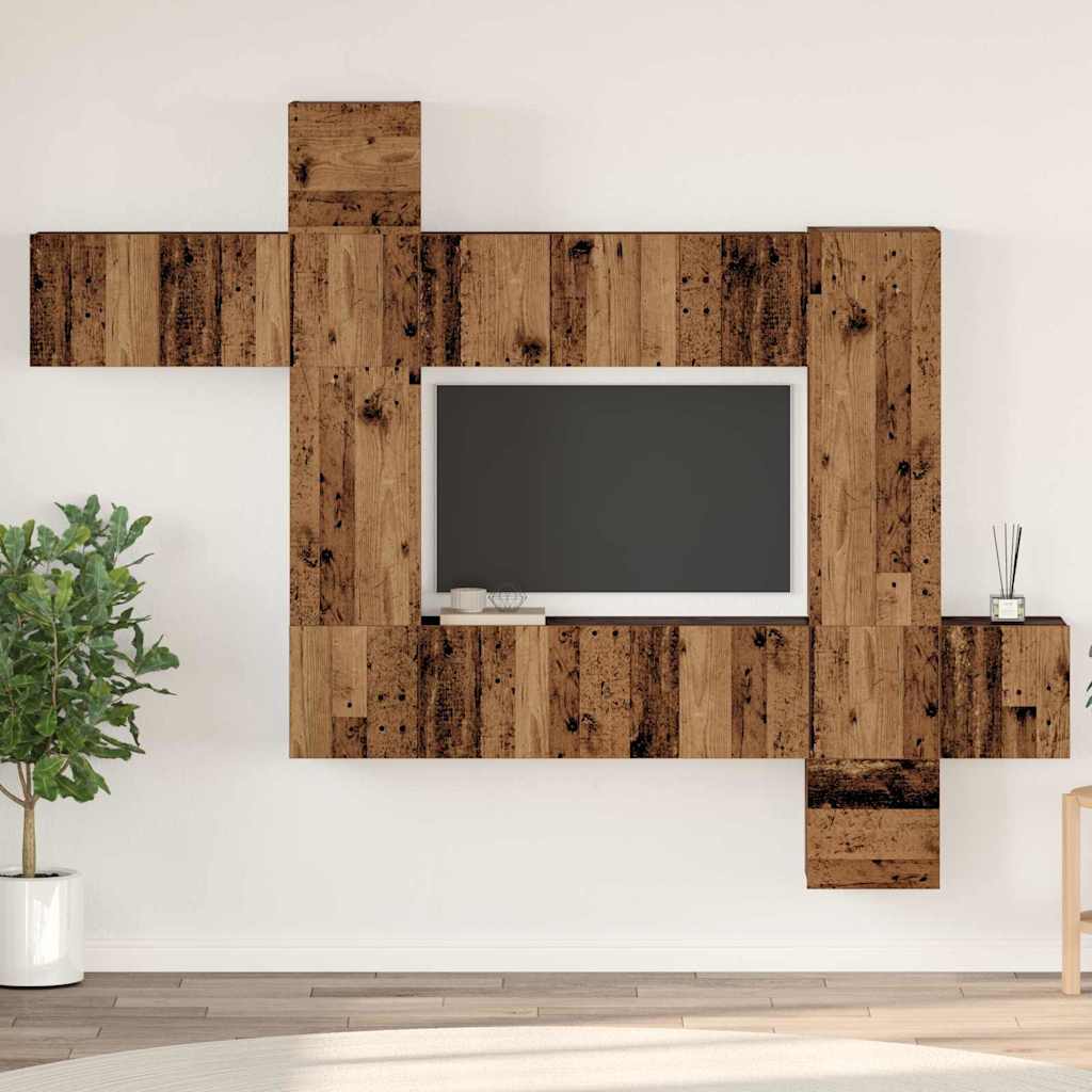 Ensemble Meuble TV Gris Effet Sonoma - 10 Pièces-Mon Meuble TV-Bois ancien-60 cm-10-11