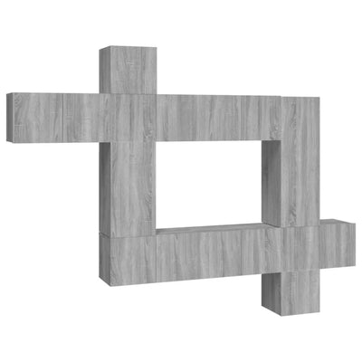 Ensemble Meuble TV Gris Effet Sonoma - 10 Pièces