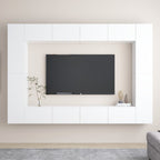 Ensemble Meuble TV Gris et Bois - 8 Pièces-Mon Meuble TV-Blanc-100 cm-1-19