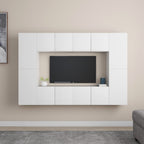 Ensemble Meuble TV Gris et Bois - 8 Pièces-Mon Meuble TV-Blanc-60 cm-1-17