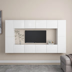 Ensemble Meuble TV Gris et Bois - 8 Pièces-Mon Meuble TV-Blanc-80 cm-1-18