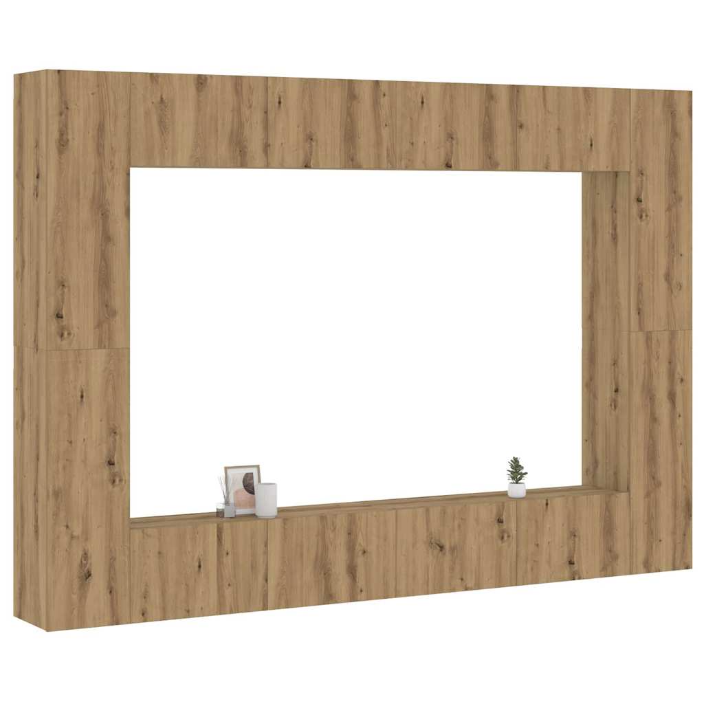 Ensemble Meuble TV Gris et Bois - 8 Pièces-Mon Meuble TV-Chêne artisanal-100 cm-4-13