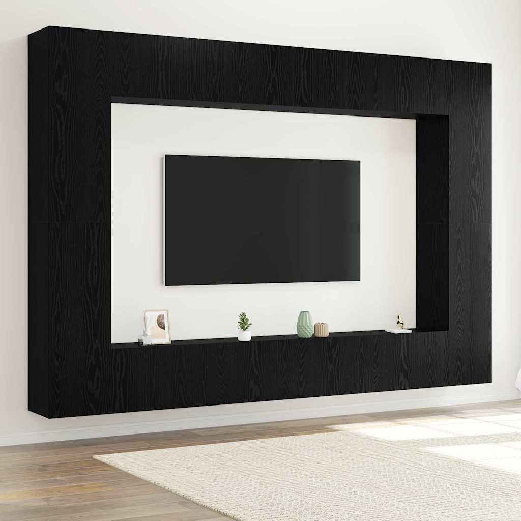 Ensemble Meuble TV Gris et Bois - 8 Pièces-Mon Meuble TV-Chêne noir-100 cm-4-20