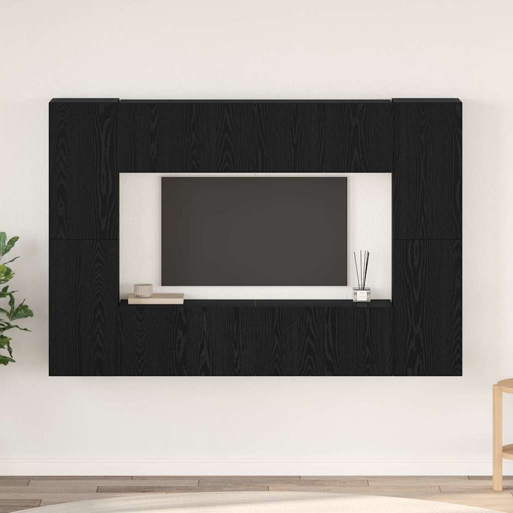 Ensemble Meuble TV Gris et Bois - 8 Pièces-Mon Meuble TV-Chêne noir-60 cm-4-22